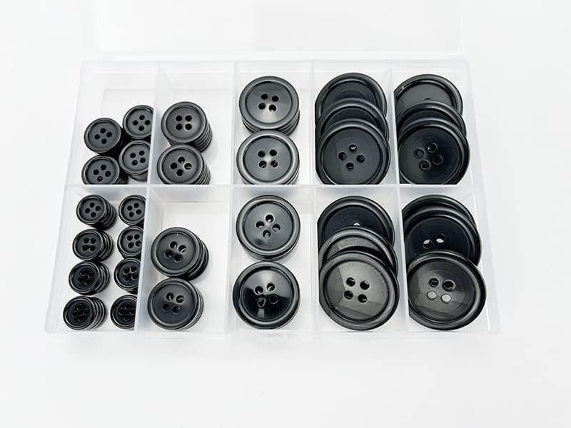 Kit de 100 botones de costura negros de 4 agujeros - wennuo