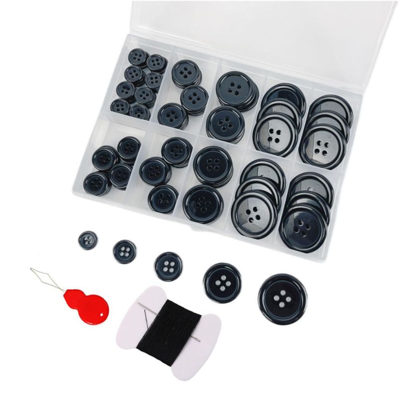 Kit de 100 botones de costura negros de 4 agujeros - wennuo