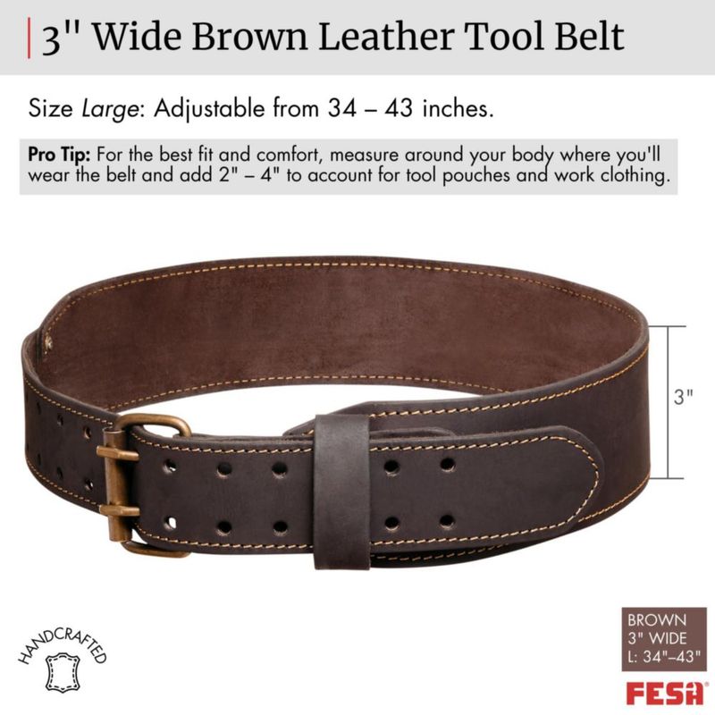 Cinturón de herramientas FESA ajustable de 75 cm cuero talla 86‑109 cm