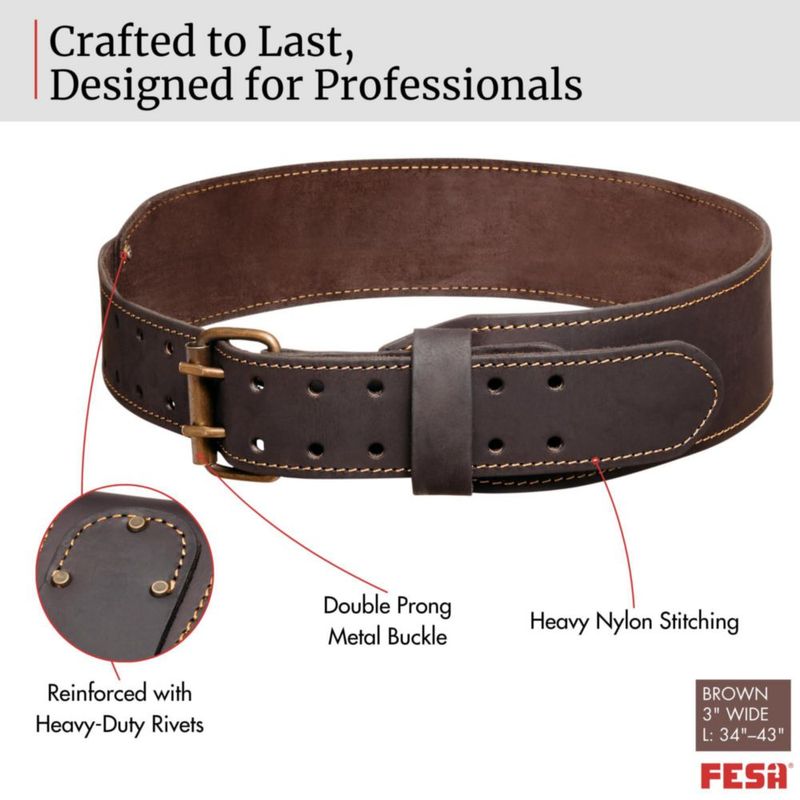 Cinturón de herramientas FESA ajustable de 75 cm cuero talla 86‑109 cm