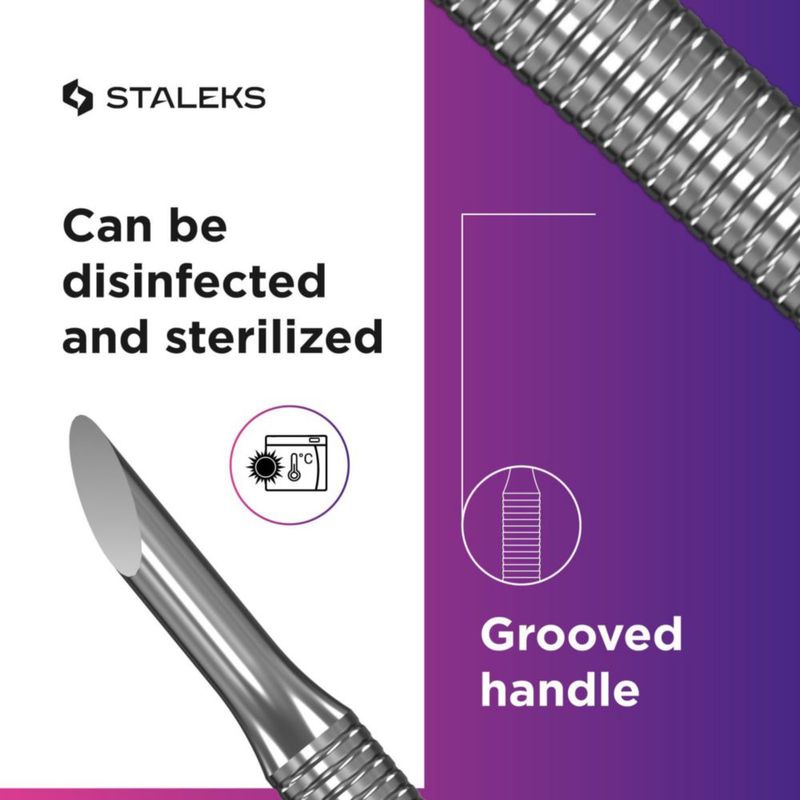 Empujador de cutículas STALEKS PRO EXPERT con limpiador biselado