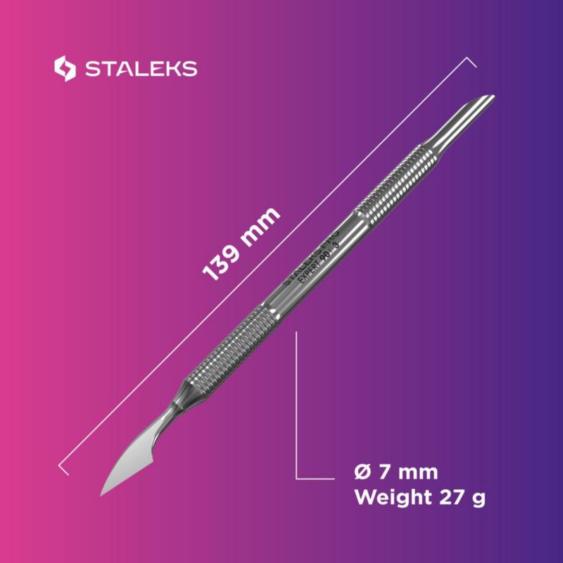 Empujador de cutículas STALEKS PRO EXPERT con limpiador biselado