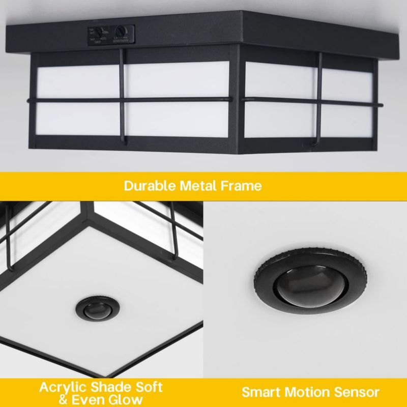 Luz de techo CLARSYNE 24W con sensor de movimiento y 3 temperaturas de color – Negro