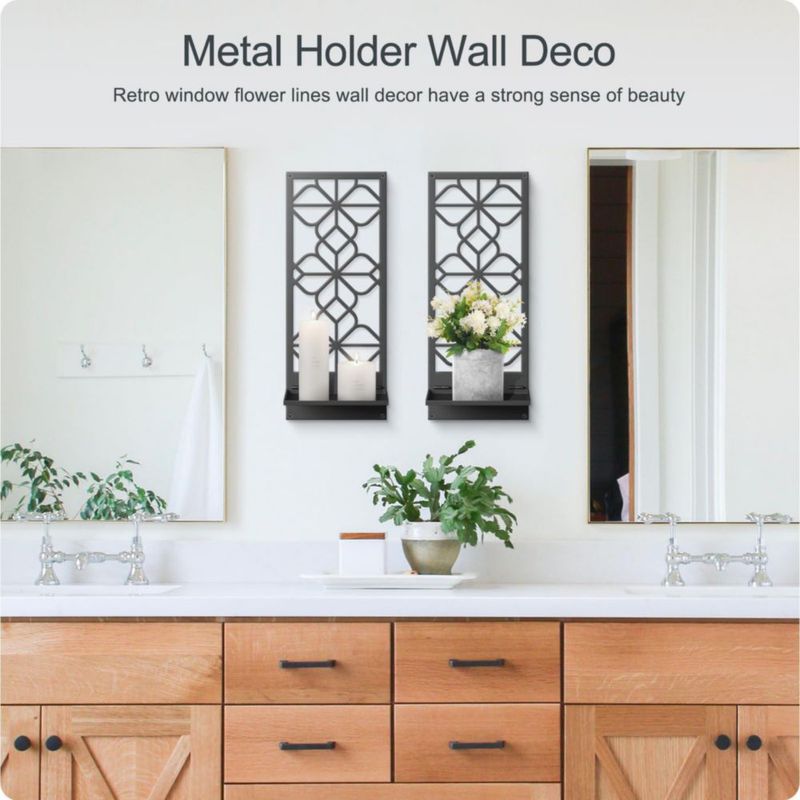Juego de 2 candelabros de pared Sokurdeg de metal negro 42x18 cm