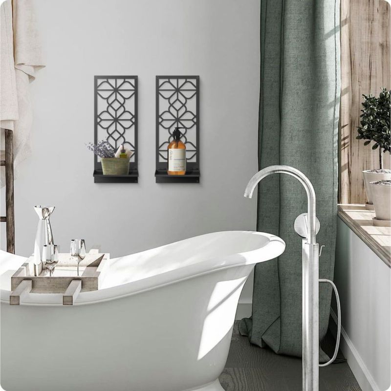 Juego de 2 candelabros de pared Sokurdeg de metal negro 42x18 cm