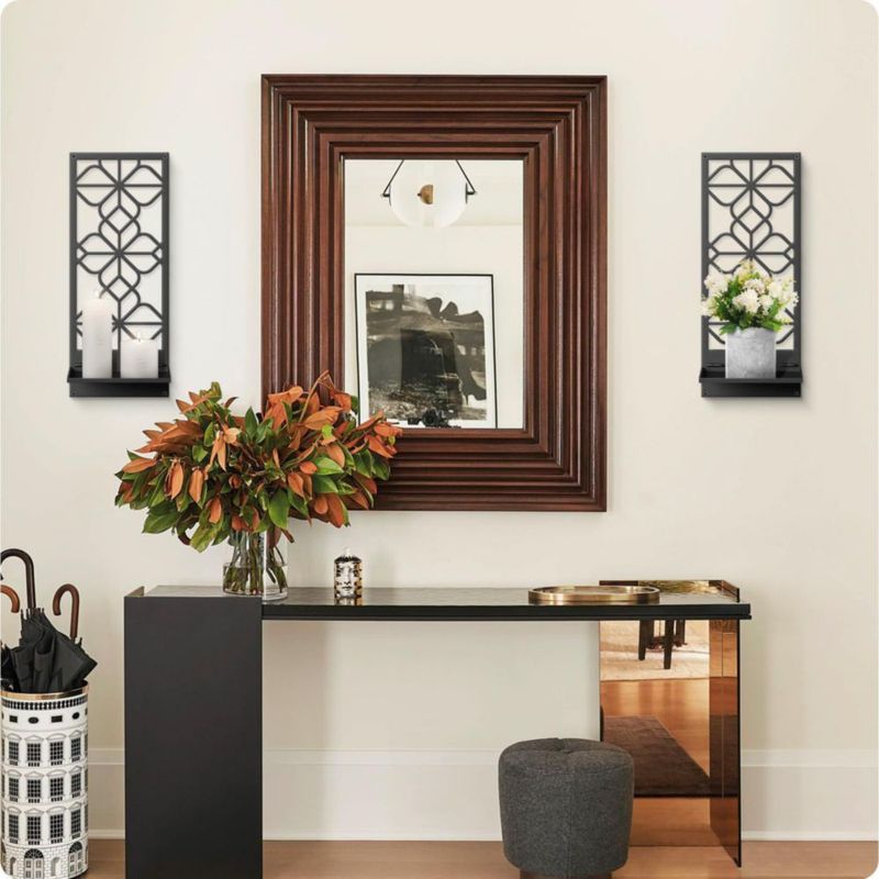 Juego de 2 candelabros de pared Sokurdeg de metal negro 42x18 cm