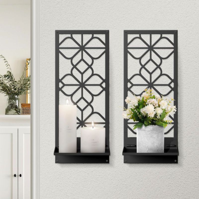 Juego de 2 candelabros de pared Sokurdeg de metal negro 42x18 cm