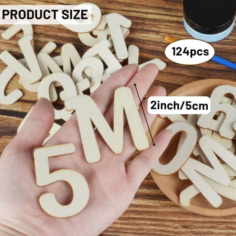 Letras de Madera Focal20 5 cm 124 piezas sin terminar (DIY)