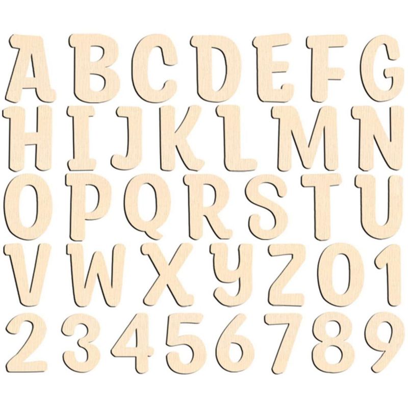 Letras de Madera Focal20 5 cm 124 piezas sin terminar (DIY)