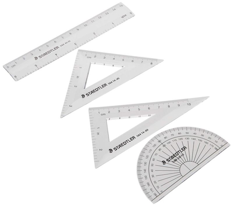 Regla STAEDTLER 15 cm – Kit de Geometría de 4 piezas Métrico/Imperial