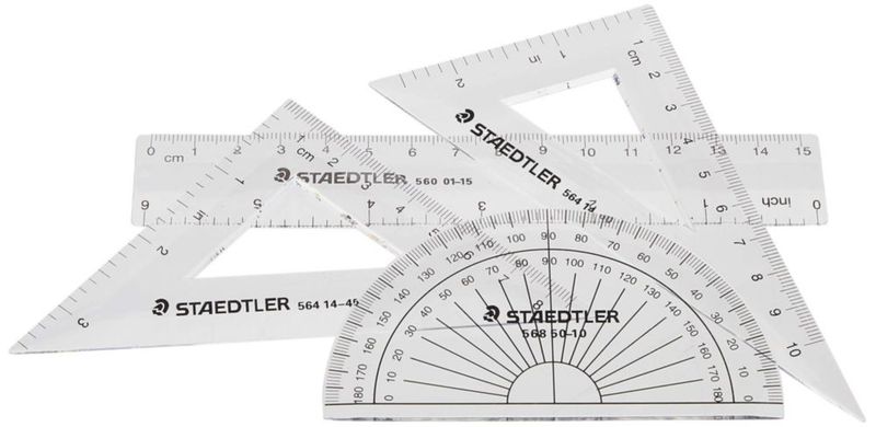 Regla STAEDTLER 15 cm – Kit de Geometría de 4 piezas Métrico/Imperial