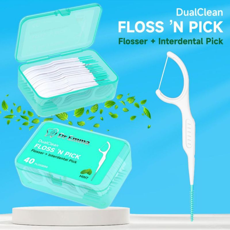 Palillos de hilo dental Dr. Emma 160 unidades sabor menta