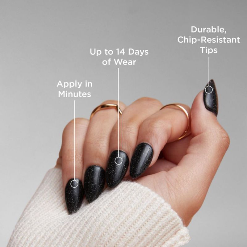 Uñas Postizas PaintLab 24 uds Almendra Corta Negro con Purpurina