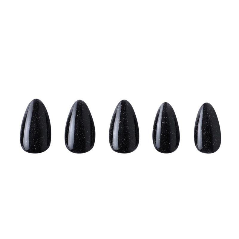 Uñas Postizas PaintLab 24 uds Almendra Corta Negro con Purpurina