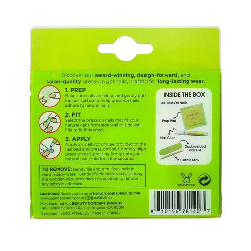 Uñas Postizas PaintLab 24 uds Almendra Corta Negro con Purpurina