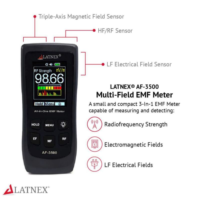 Medidor de Campos Electromagnéticos LATNEX AF-3500 Detector y Lector de RF