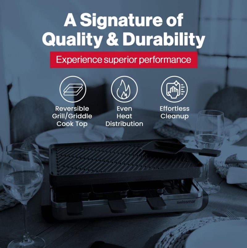 Parrilla eléctrica Raclette Swissmar de 8 personas hierro fundido rojo