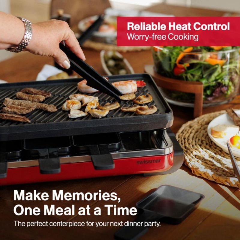 Parrilla eléctrica Raclette Swissmar de 8 personas hierro fundido rojo