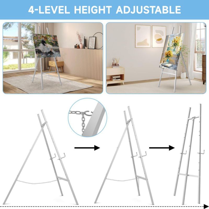 Soporte de Caballete Yozoia de Metal Plateado con Cadena Ajustable