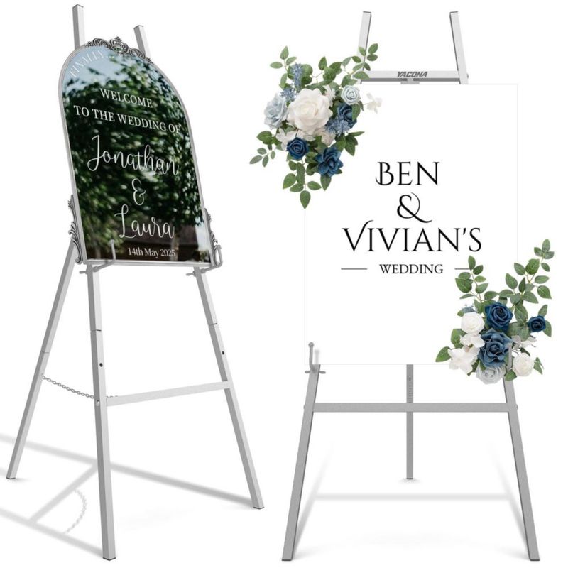 Soporte de Caballete Yozoia de Metal Plateado con Cadena Ajustable