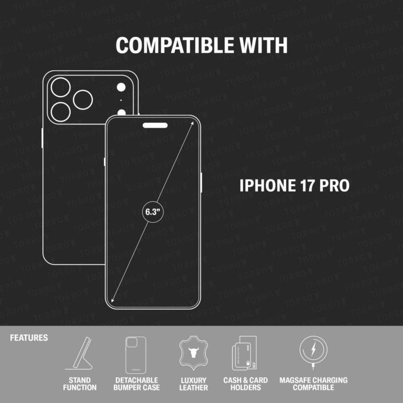Funda TORRO iPhone 17 Pro Nubuck Azul Desmontable