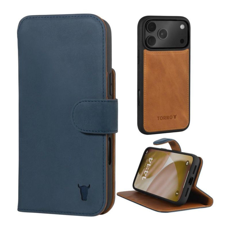 Funda TORRO iPhone 17 Pro Nubuck Azul Desmontable