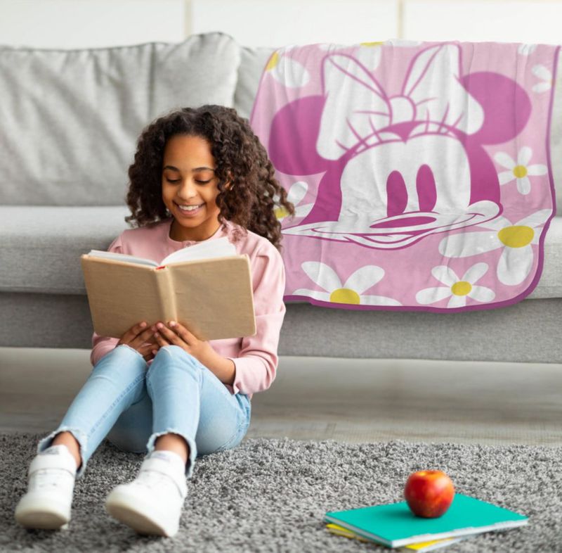 Manta decorativa Jay Franco 102 × 127 cm Minnie Mouse rosa