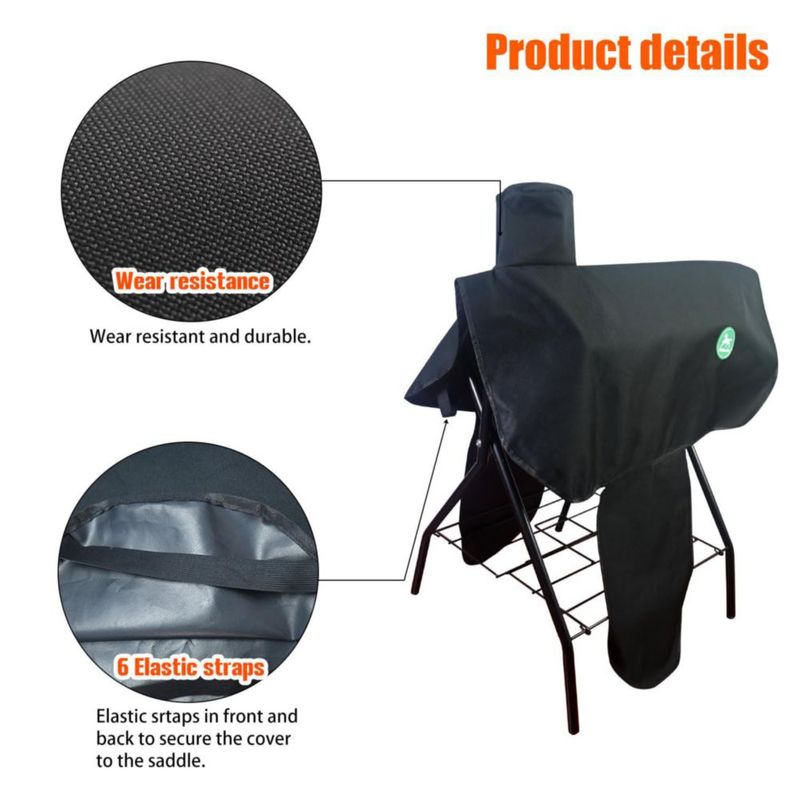 Cubierta para Silla de Montar Western Paloura Negra con 6 Correas Elásticas