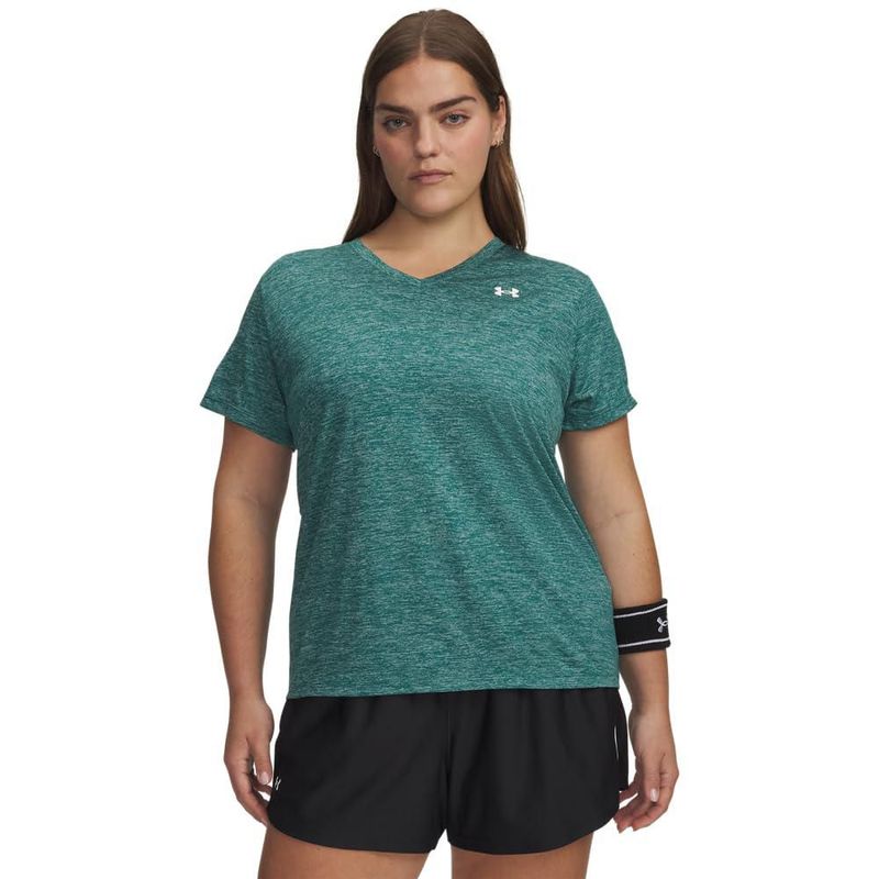 Camisa Under Armour Tech Twist Cuello en V Verde 338 SM