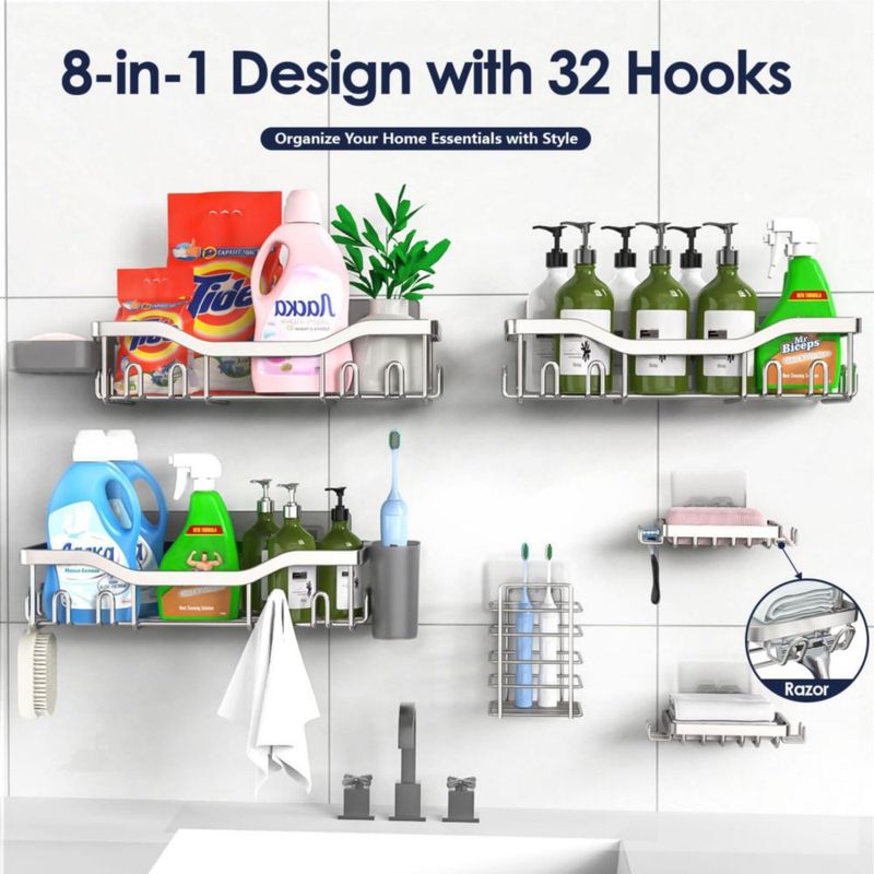 Estantes NESOMI Pack de 8 adhesivos de acero inoxidable anti‑óxido