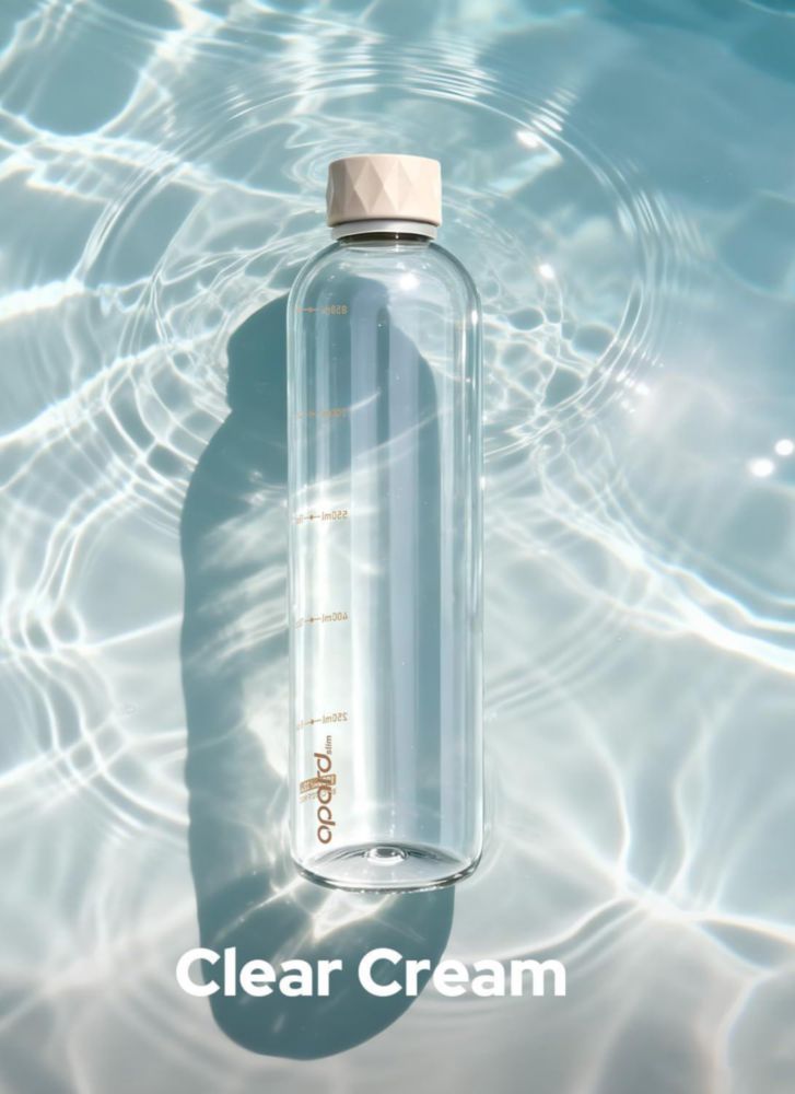 Botella Opard 950 ml sin BPA transparente color crema reutilizable