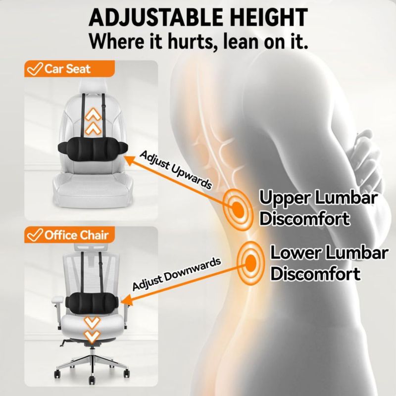 Almohada de Soporte Lumbar Veitail con Correas Ajustables y Espuma de Memoria