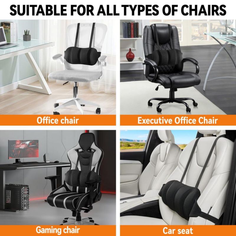 Almohada de Soporte Lumbar Veitail con Correas Ajustables y Espuma de Memoria