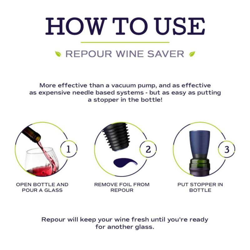 Tapón para Botella Repour Wine Saver - Pack de 10 - Negro