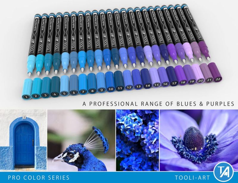 Marcadores de pintura TOOLI-ART 22 azul/morado punta fina 07 mm