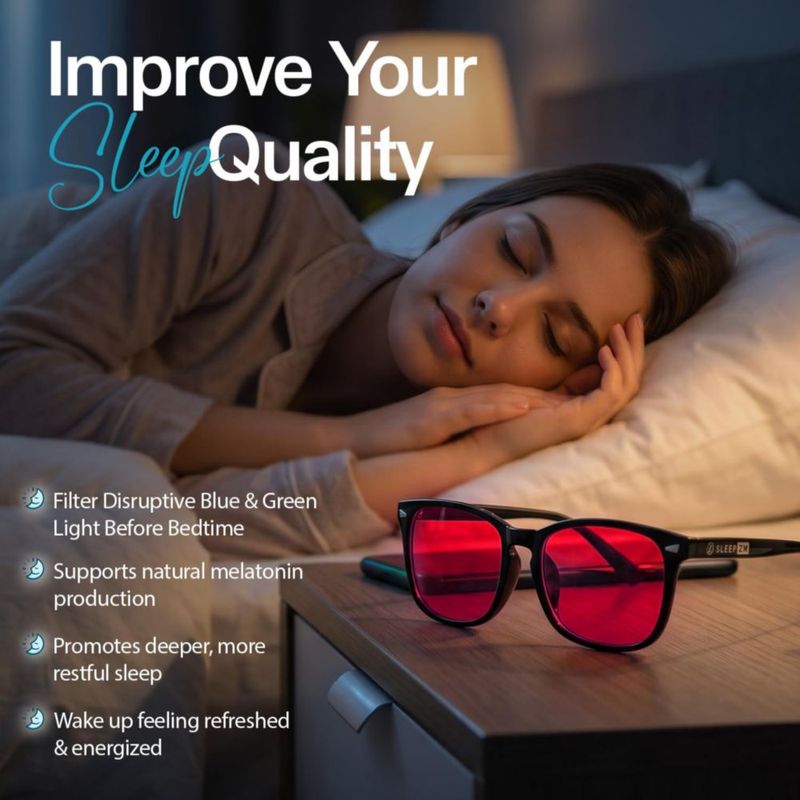 Gafas de luz azul Sleep ZM Rojo/Negro estilo Wayfarer + Estuche