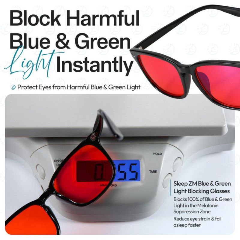 Gafas de luz azul Sleep ZM Rojo/Negro estilo Wayfarer + Estuche
