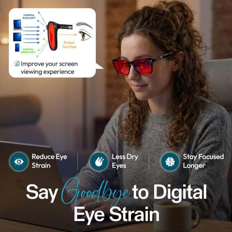Gafas de luz azul Sleep ZM Rojo/Negro estilo Wayfarer + Estuche