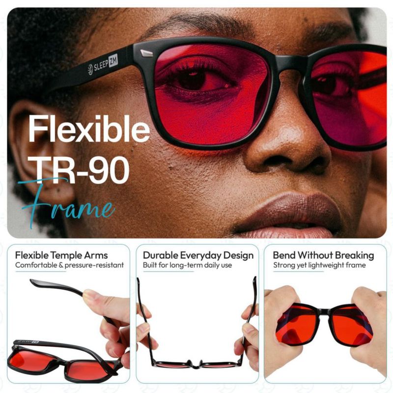 Gafas de luz azul Sleep ZM Rojo/Negro estilo Wayfarer + Estuche