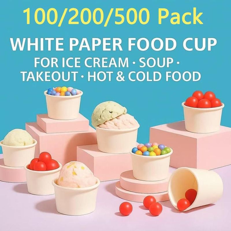 Vasos desechables de papel para helado SOPARO 355 ml (paquete de 500)
