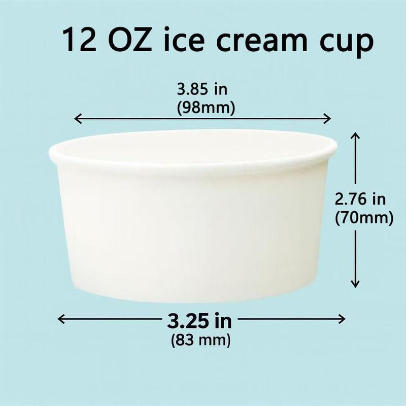 Vasos desechables de papel para helado SOPARO 355 ml (paquete de 500)