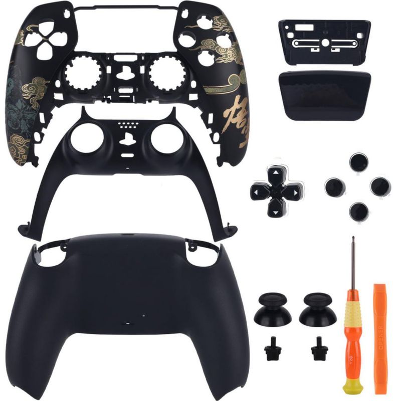 Kit de Carcasa con Placa Frontal Negro Mate de Coolerage para PS5