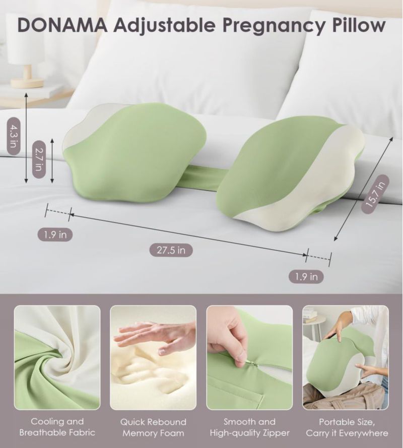 Almohada DONAMA de Espuma Viscoelástica para Embarazo con Enfriamiento