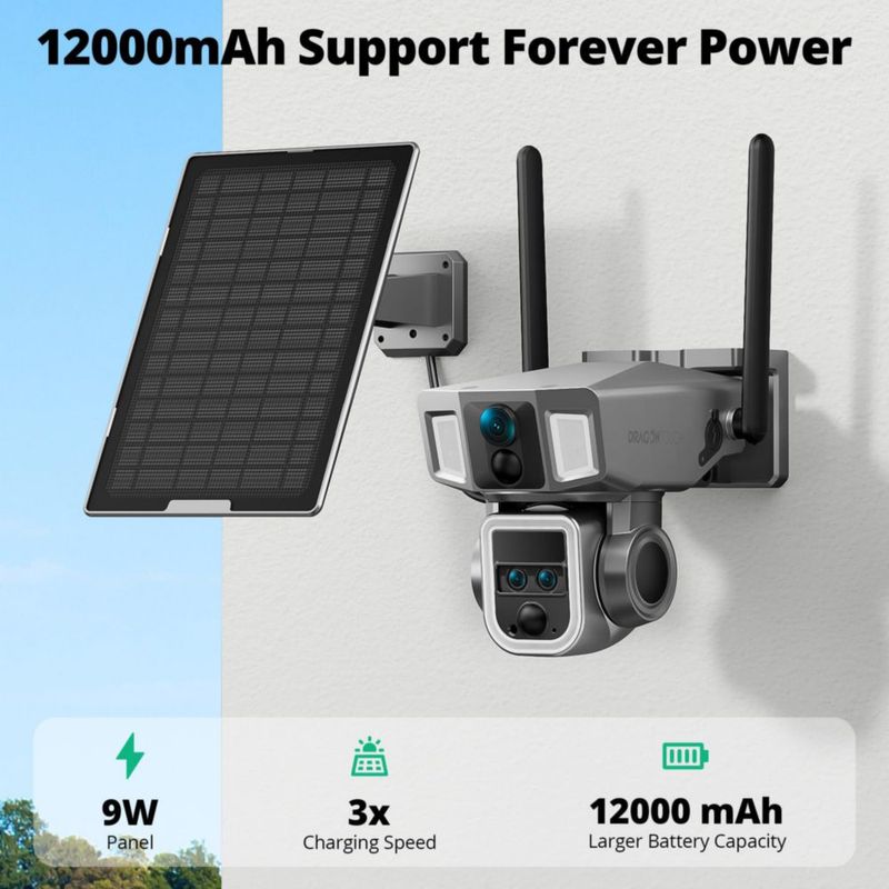Cámara de Seguridad Dragon Touch 4K Inalámbrica con Panel Solar 4G/WiFi