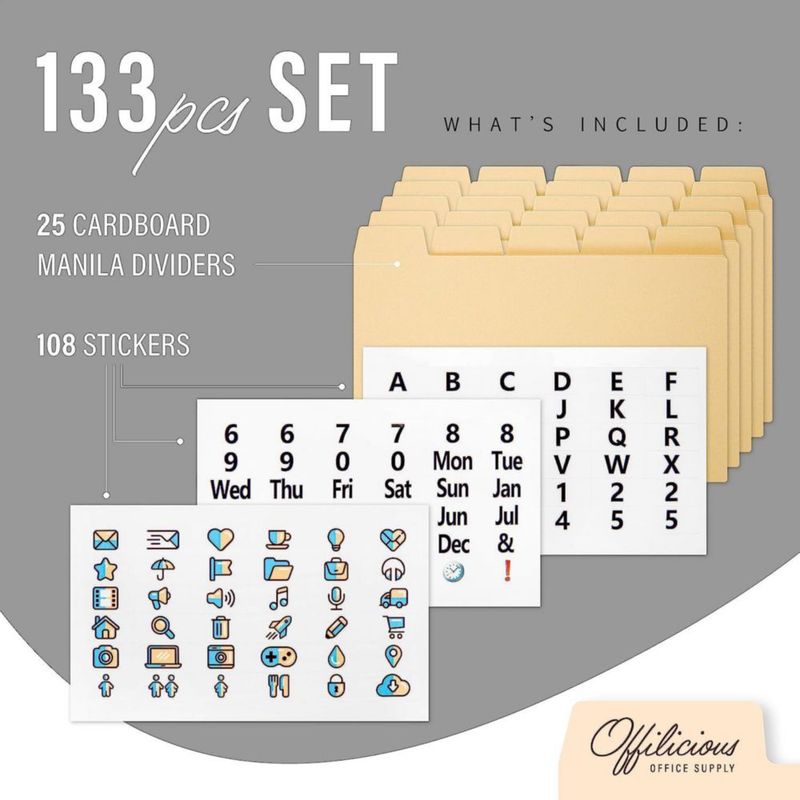 Separadores OFFILICIOUS 3x5 paquete de 25 con pegatinas