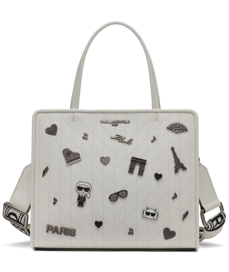 Bolso de mano KARL LAGERFELD Maybelle Pins Blanco Invierno Plateado