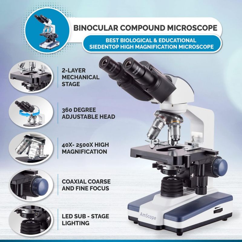 Microscopio binocular AmScope B120C-WM-BS 2500X