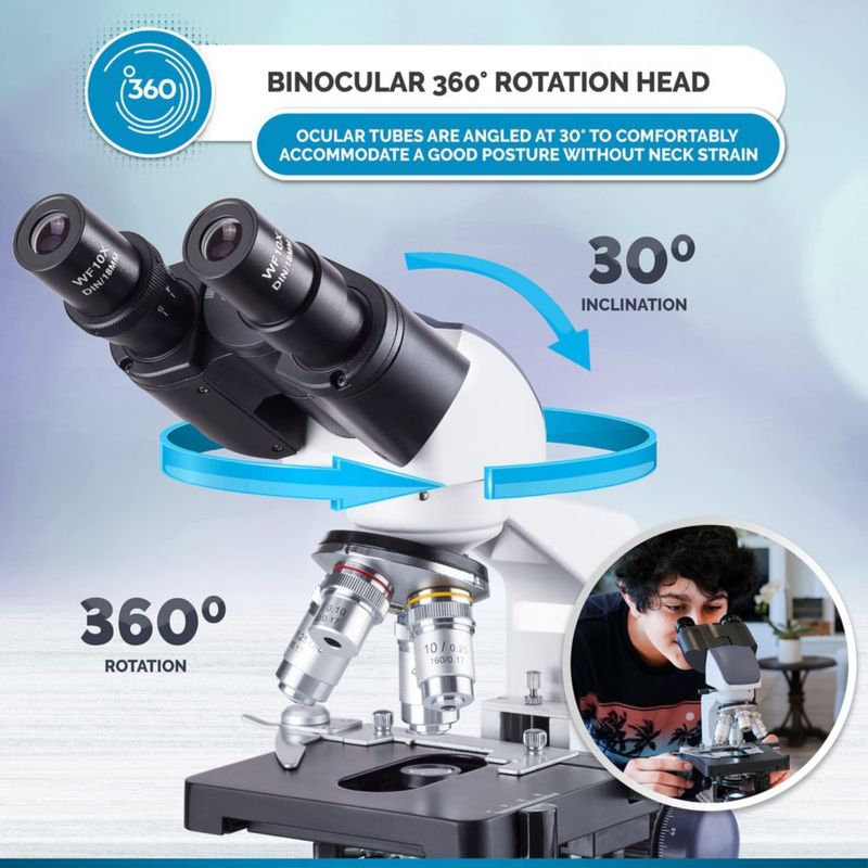 Microscopio binocular AmScope B120C-WM-BS 2500X