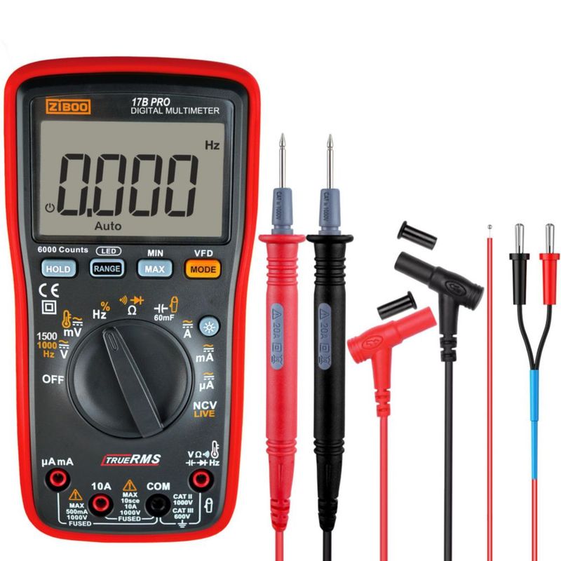 Multímetro ZIBOO 17B PRO True RMS 1000 V 10 A