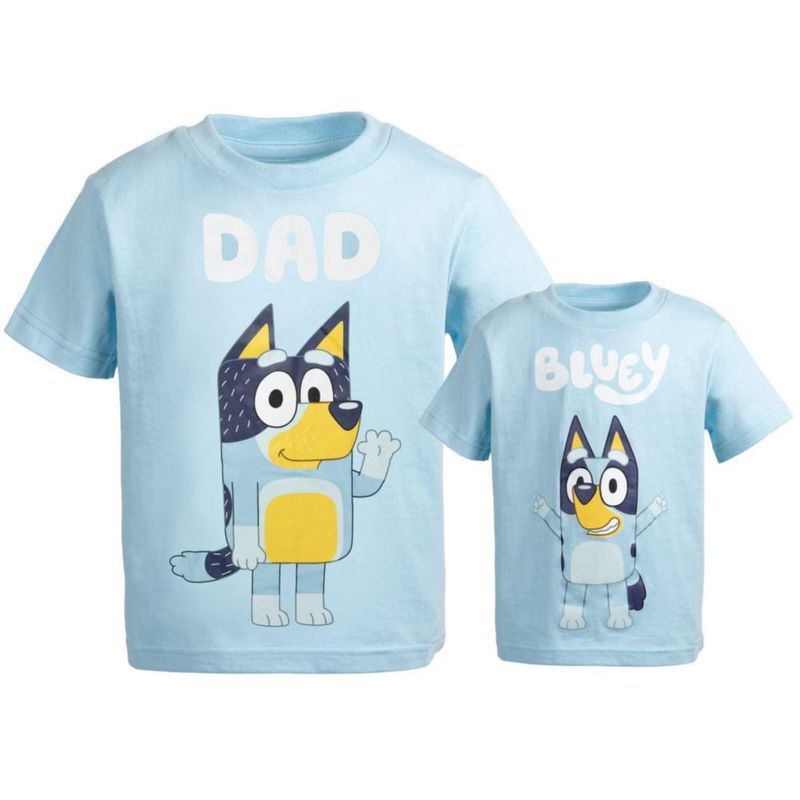 Camiseta Bluey para Hombre "Papá" 3XL Azul Claro con Estampado